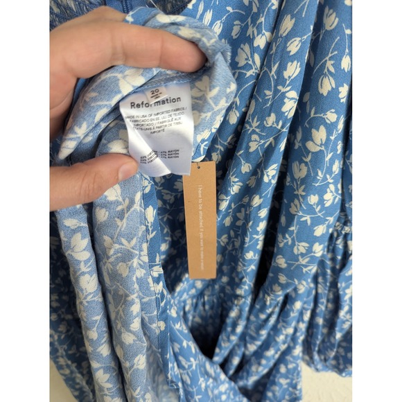 Reformation Mica midi dress size 20 floral long sleeve wedding guest NWT - Picture 7 of 7